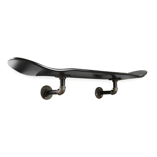 Floating Industrial Style Maple Skateboard Deck Shelf with Pipe Mounting System 7.75" Dipped Black
