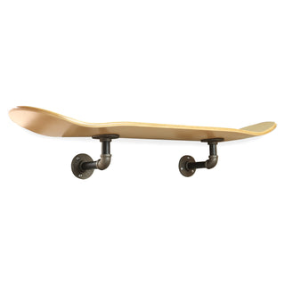 Floating Industrial Style Maple Skateboard Deck Shelf with Pipe Mounting System 7.75" Natural