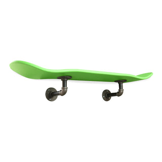 Floating Industrial Style Maple Skateboard Deck Shelf with Pipe Mounting System 7.75" Neon Green