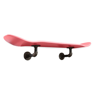 Floating Industrial Style Maple Skateboard Deck Shelf with Pipe Mounting System 7.75" Neon Pink
