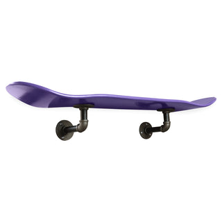 Floating Industrial Style Maple Skateboard Deck Shelf with Pipe Mounting System 7.75" Neon Purple