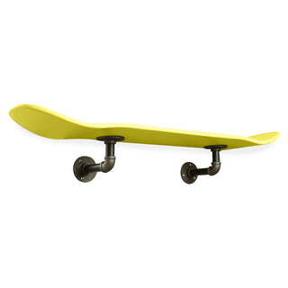 Floating Industrial Style Maple Skateboard Deck Shelf with Pipe Mounting System 7.75" Neon Yellow