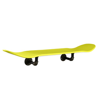 Floating Industrial Style Maple Skateboard Deck Shelf with Pipe Mounting System 7.75" Neon Yellow