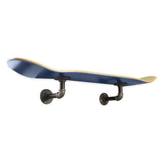 Floating Industrial Style Maple Skateboard Deck Shelf with Pipe Mounting System 7.75" Stained Blue Bottom