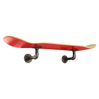 Floating Industrial Style Maple Skateboard Deck Shelf with Pipe Mounting System 7.75" Stained Red Bottom