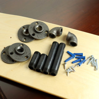 Floating Industrial Style Maple Skateboard Deck Shelf with Pipe Mounting System 7.75" Dipped Black