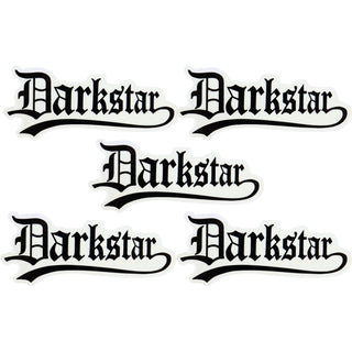 Darkstar Skateboard Sticker Old English Text Black 2" x 5" 5-Pack