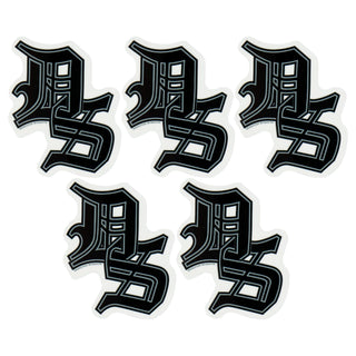 Darkstar Skateboards Old English Initials Sticker Black/Grey 3" x 3" 5-Pack