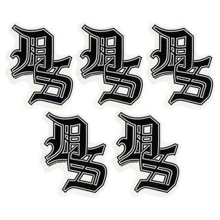 Darkstar Skateboards Old English Initials Sticker Black/White 3" x 3" 5-Pack