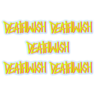 Deathwish Skateboard Sticker Graffiti Logo Yellow/Pink 6.5"x2.5" 5-Pack