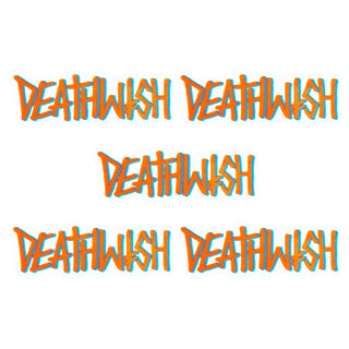 Deathwish Skateboard Sticker Graffiti Logo Orange/Teal 6.5"x2.5" 5-Pack