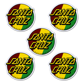 Santa Cruz Skateboard Rasta Dot Logo 3" Sticker 5-Pack