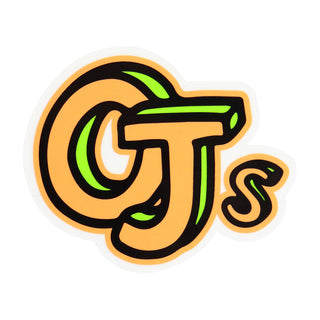 OJ Skateboard Wheels Sketchbook Clear Mylar Sticker 3.7" x 3" Orange/Green