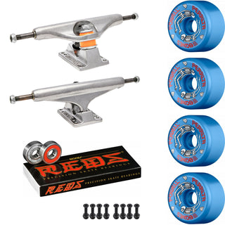 Independent Skateboard Package - 149 (8.5") Trucks, Powell Peralta G-Bones Blue Wheels, Bones Reds