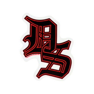 Darkstar Skateboards Old English Initials Sticker Black/Red 3" x 3"