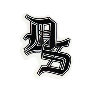 Darkstar Skateboards Old English Initials Sticker Black/White 3" x 3"