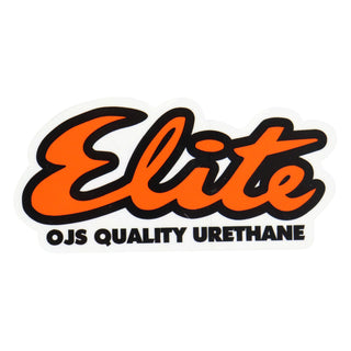 OJ Skateboard Wheels Elite Clear Mylar Sticker 4" x 2" Orange