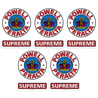 Powell Peralta Skateboard Sticker Supreme Red/White/Blue 6.0" 5-Pack