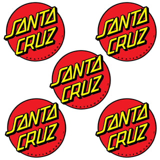 Santa Cruz Skateboard Sticker Classic Red Dot 6" 5-Pack
