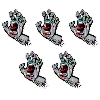 Santa Cruz Skateboards Sticker Metallic Hand Rainbow Holographic 4" x 6.25" 5-Pack