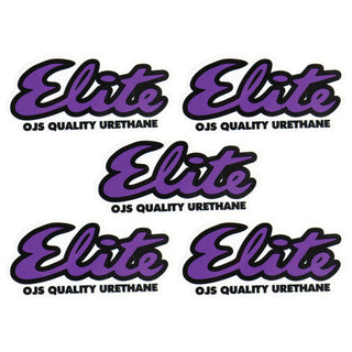 OJ Skateboard Wheels Elite Clear Mylar Sticker 4" x 2" Purple 5-Pack
