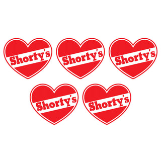 Shorty's Skateboard Sticker Heart Logo 2.5" x 2" 5-Pack