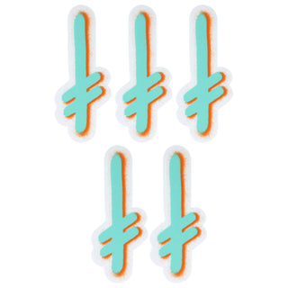 Deathwish Skateboards Sticker Gang Logo Mylar Seafoam/Orange 2.5" x 5.5" 5-Pack
