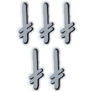 Deathwish Gang Logo 2.25 x 5 Silver/Black Skateboard Sticker 5-Pack