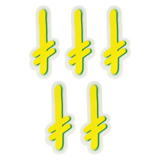 Deathwish Gang Logo 2.25 x 5 Yellow/Green Skateboard Sticker 5-Pack