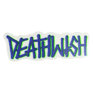 Deathwish Skateboards Sticker Deathspray Glitter Clear Mylar Blue/Green 6.5"