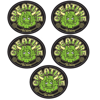 Creature Skateboard Vinyl Stickers Too Horny Green 3.5" x 3" 5-Pack