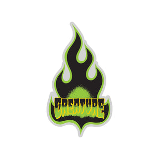 Creature Skateboard Mylar Stickers Logo Flame Green 6.25" x 3.125" 5-Pack