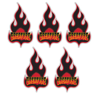 Creature Skateboard Mylar Stickers Logo Flame Red 6.25" x 3.125" 5-Pack