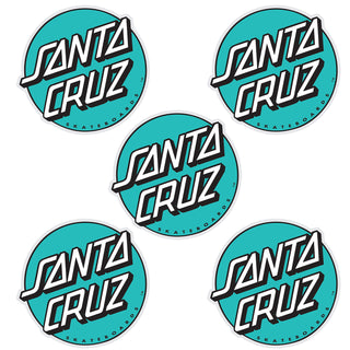 Santa Cruz Skateboard Mylar Stickers Other Dot Turquoise/Blk/Wht 3" 5-Pack