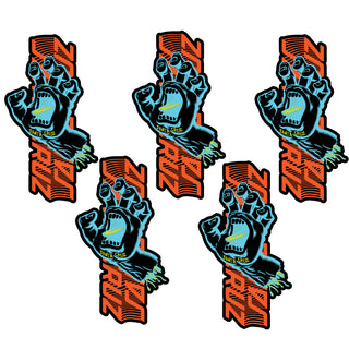 Santa Cruz Skateboard Vinyl Stickers Split Strip Hand Multi 6" x 3.5" 5-Pack