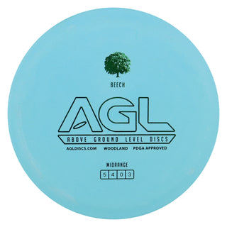 AGL Disc Golf Woodland Beech Midrange Disc 5/2/0/3 Teal/Green 175 grams