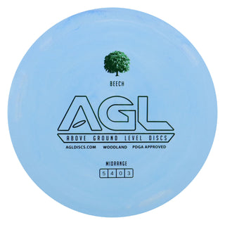 AGL Disc Golf Woodland Beech Midrange Disc 5/2/0/3 Blue/Green 177 grams