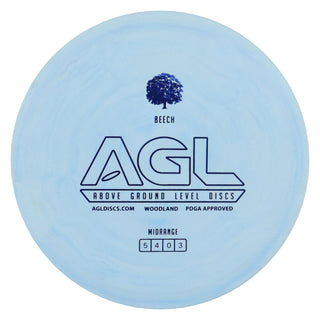AGL Disc Golf Woodland Beech Midrange Disc 5/2/0/3 Sky Blue/Blue 177 grams