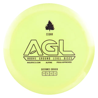 AGL Disc Golf Alpine Cedar Distance Driver 11/5/0/3 Yellow/Purple 174 grams