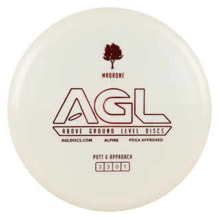 AGL Disc Golf Alpine Madrone Putter 3/3/0/1 White/Red 174 grams