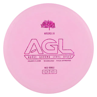 AGL Disc Golf Woodland Magnolia Midrange Disc 5/5/0/2 Pink/Magenta Shatter 176 grams