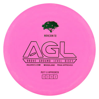 AGL Disc Golf Woodland Manzanita Putter 3/3/0/2 Pink/Green 174 grams