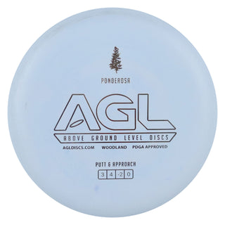 AGL Disc Golf Woodland Ponderosa Putter 2/4/-2/0 Powder Blue/Silver 173 grams
