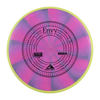 Axiom Disc Golf Cosmic Electron Envy Firm Putter 3/3/0/2 Fushia Grey/Yellow 174 grams