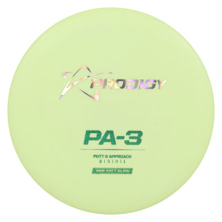 Prodigy Disc Golf 300 Soft Glow PA-3 Putter 3/3/0/1 Lime/Holo Prisms/Green Shimmer 174 grams
