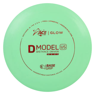 Ace Line Disc Golf BaseGrip Glow D Model US Distance Driver 13/6/-3/1 Green/Red Shimmer 173 grams