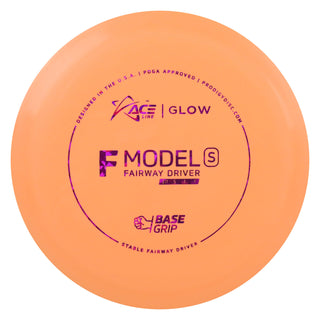 Ace Line Disc Golf BaseGrip Glow F Model S Fairway Driver 10/5/-1/3 Light Orange/Magenta Shatter 175 grams