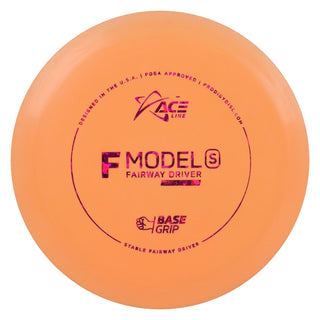 Ace Line Disc Golf BaseGrip F Model S Fairway Driver 10/5/-1/3 Light Orange/Magenta Shatter 174 grams