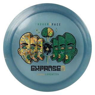 Thought Space Disc Golf Lykke Lorentzen Signature Vex Expanse Distance Driver 11/5/-1/2 Slate Blue/Gold Cubes/Green Shapes 173 grams