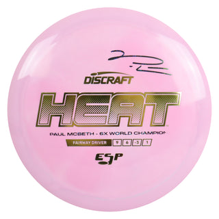 Discraft Disc Golf Paul McBeth Signature ESP Heat Fairway Driver 9/6/-3/1 Light Pink/Gold 172g